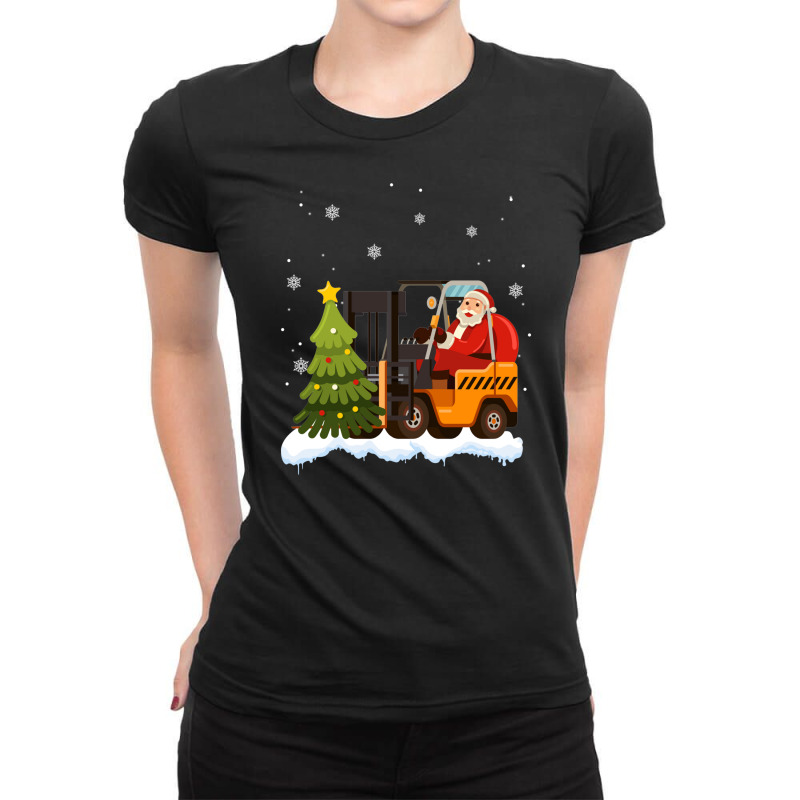 Forklift Driver Operator Santa Claus Teamster Christmas Ladies Fitted T-Shirt by NapetArt | Artistshot