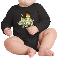 Funny Guinea Pig Riding Mummy T Rex Dinosaur Halloween Long Sleeve Baby Bodysuit | Artistshot