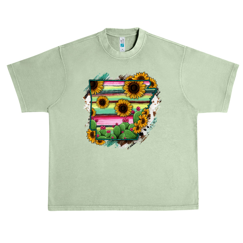 Arkansas Map Sunflower Cactus Serape Urban Heavy T-shirt by RanaPortraitStore | Artistshot