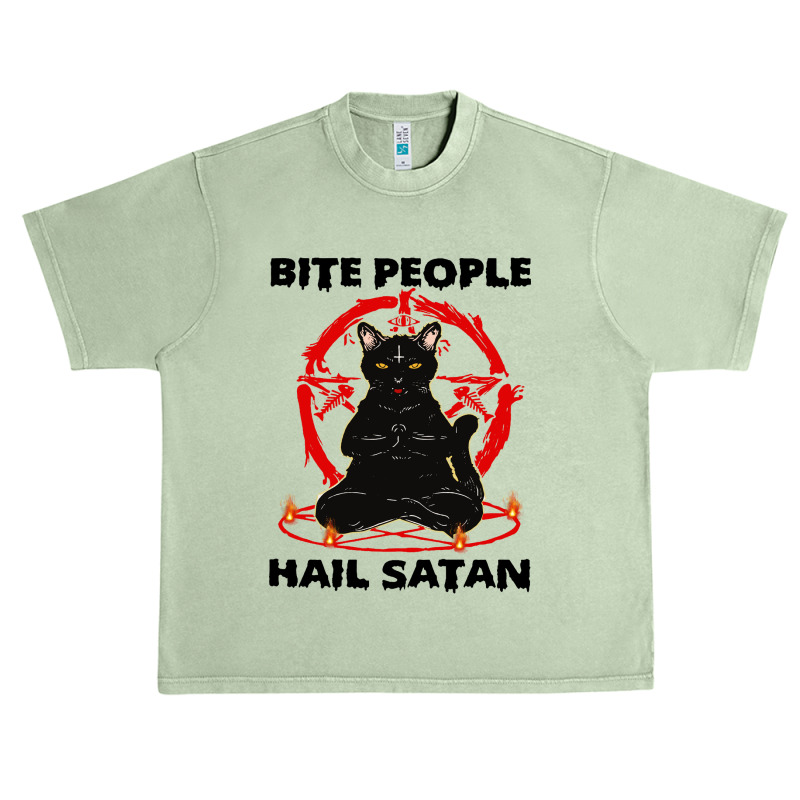 Hail Satan Funny Cat Yoga Urban Heavy T-shirt by Agus w | Artistshot