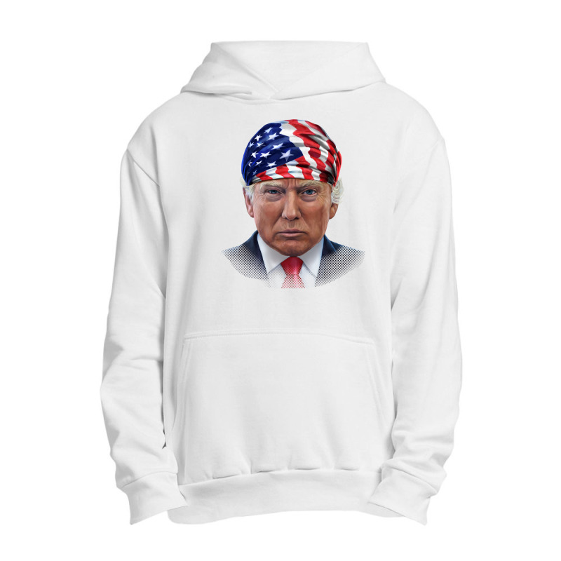 President Donald Trump In Flag Of Usa Head Wrap Shirts Urban Pullover Hoodie | Artistshot