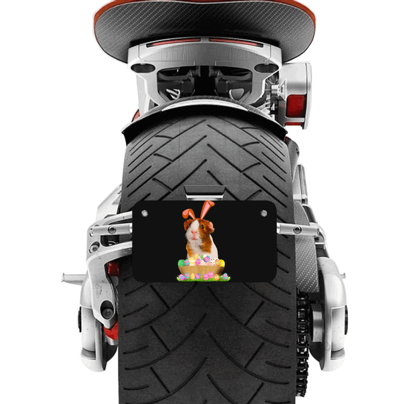 Funny Guinea Pig With Cute Bunny Ears Easter Day Eggs Basket Motorcycle License Plate | Artistshot