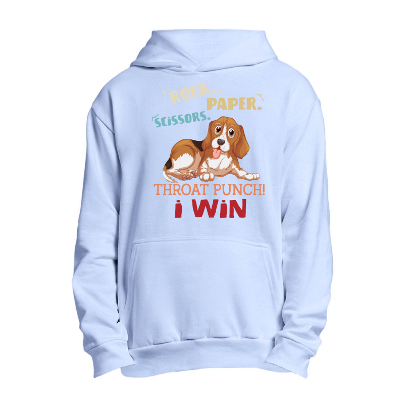 Rock Paper Scissors Throat Punch I Win Dog Retro Vintage Beagle Urban Pullover Hoodie | Artistshot