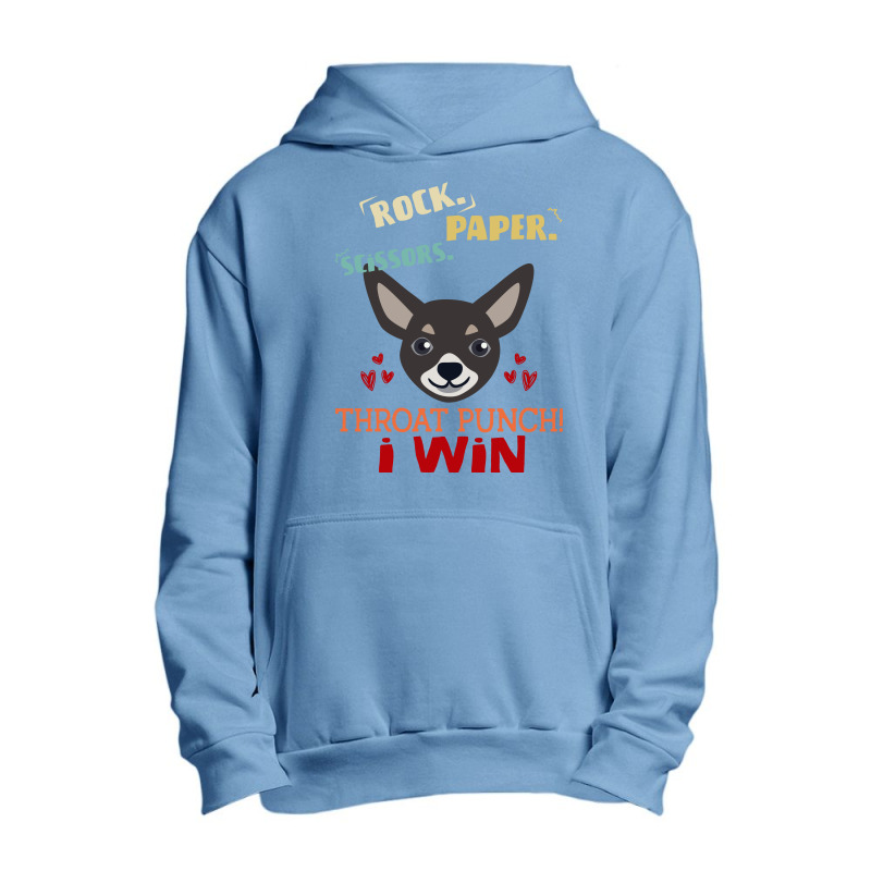 Rock Paper Scissors Throat Punch I Win Dog Retro Vintage Chihuahua Urban Pullover Hoodie | Artistshot