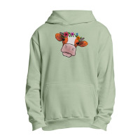 Cow With Flowers Urban Pullover Hoodie | Artistshot