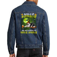 Old English Sheepdog Buckle Up Buttercup You Just Flipped My Witch Swi Men Denim Jacket | Artistshot