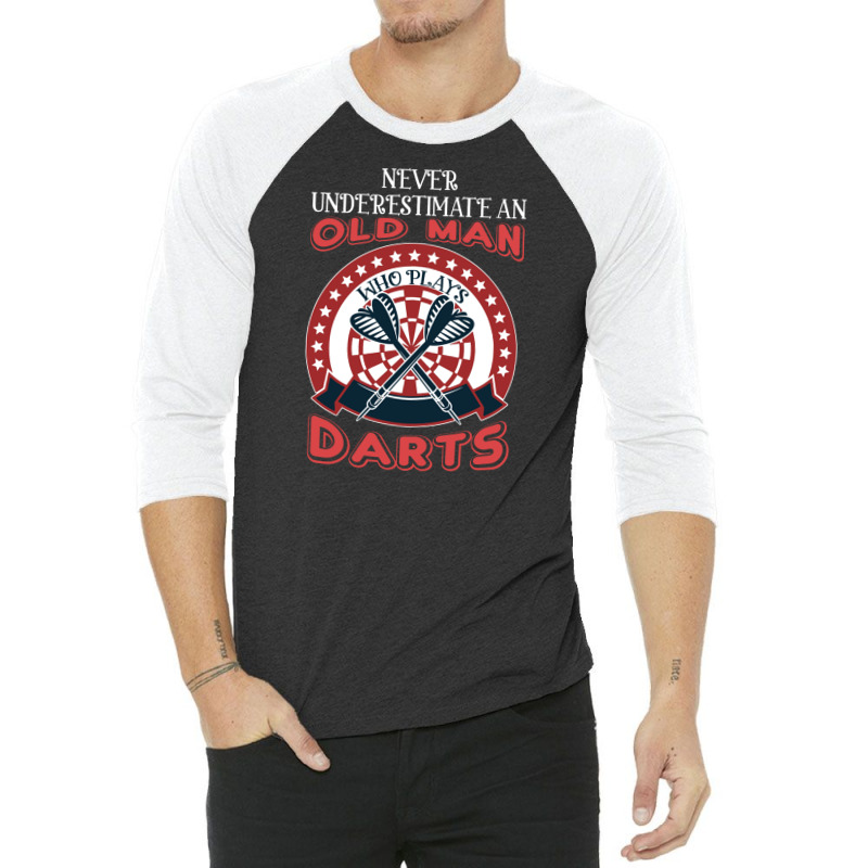 Old Man And Darts Father's Day Dart Player 3/4 Sleeve Shirt | Artistshot