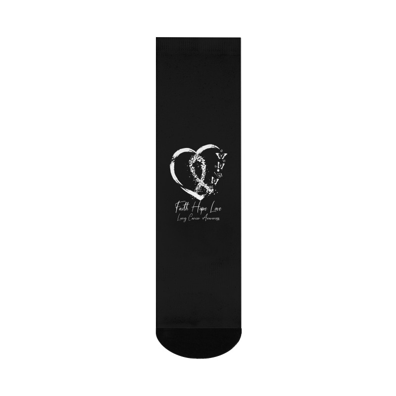 White Ribbon Faith Hope Love Support Lung Cancer Awareness Crew Socks | Artistshot