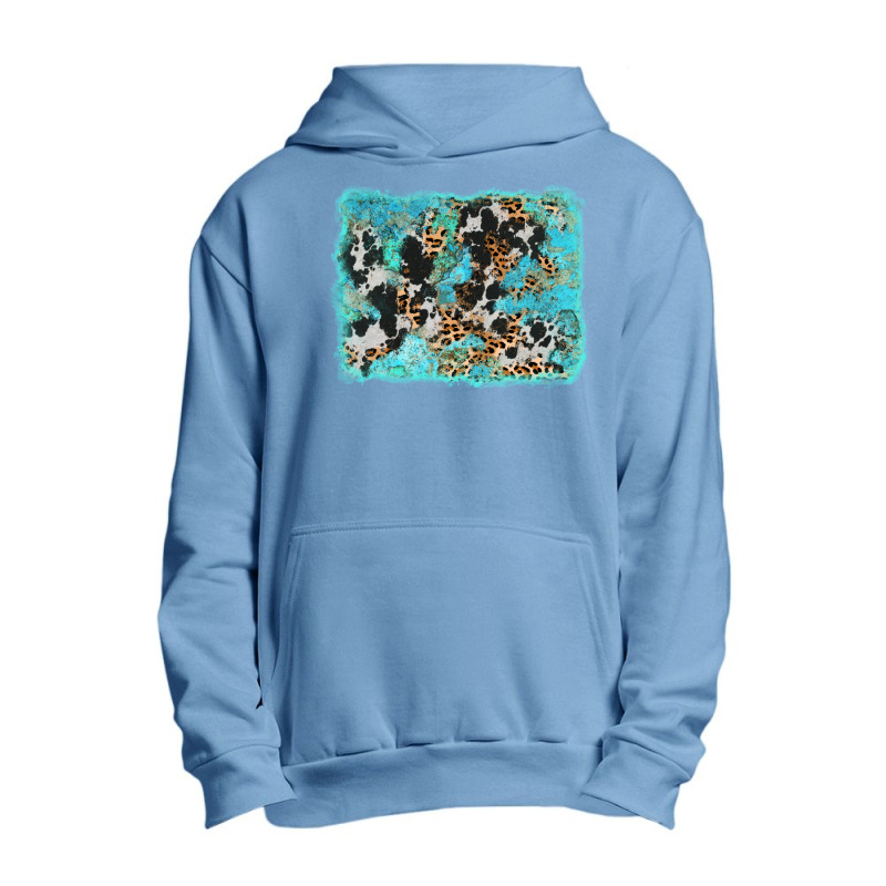 Turquoise Cowhide Leopard Background Urban Pullover Hoodie | Artistshot