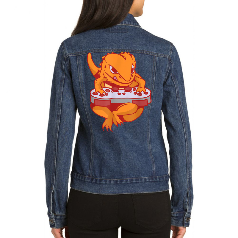 Bearded Dragon Gamer Boys Kids Video Game Players Pet Vet T Shirt Ladies Denim Jacket by phuongvu | Artistshot