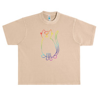 Rainbow Cat Outline Cat Urban Heavy T-shirt | Artistshot