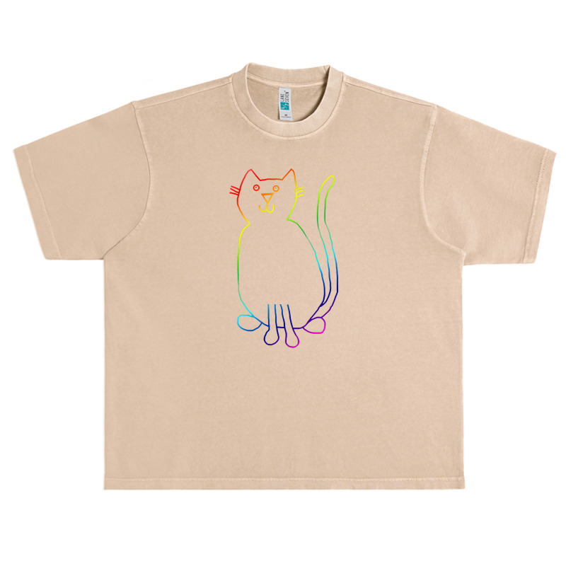 Rainbow Cat Outline Cat Urban Heavy T-shirt by miriamdunca | Artistshot