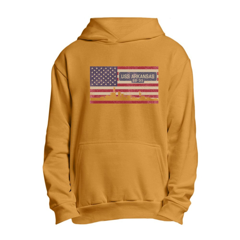 Uss Arkansas Bb 33 Battleship Vintage Usa Flag Gift Urban Pullover Hoodie by naeshastores | Artistshot