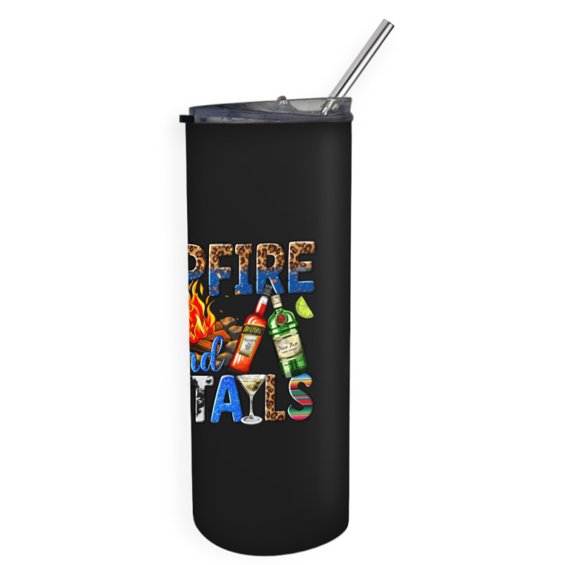 Campfire And Cocktails Skinny Tumbler | Artistshot