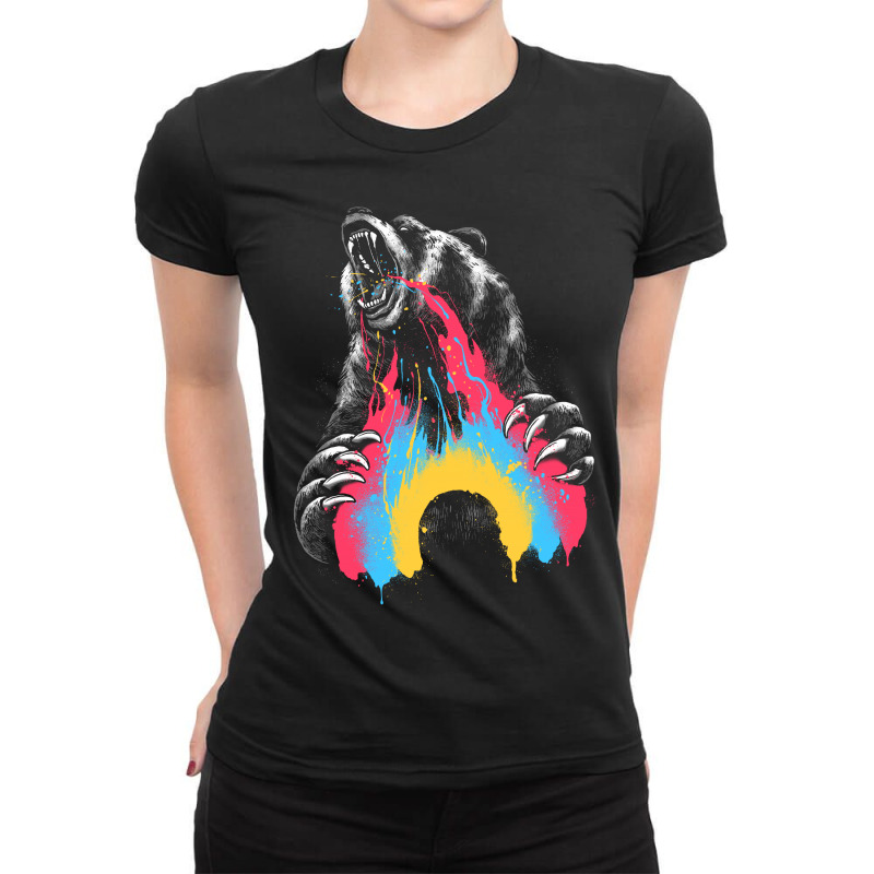 Angry Bear Don’t Care Ladies Fitted T-Shirt by glitchygorilla | Artistshot