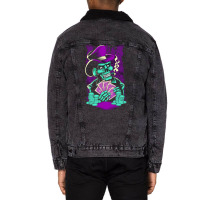 Skull Playing Poker Unisex Sherpa-lined Denim Jacket | Artistshot