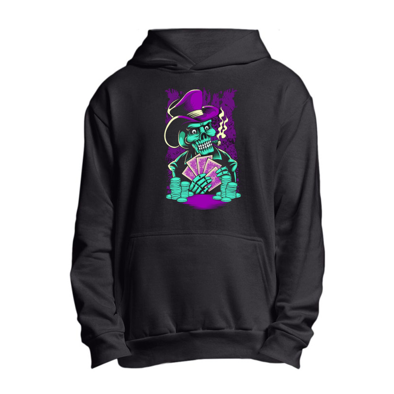 Skull Playing Poker Urban Pullover Hoodie | Artistshot