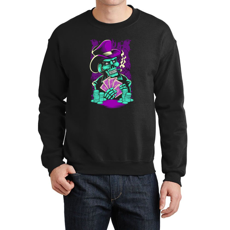 Skull Playing Poker Crewneck Sweatshirt | Artistshot