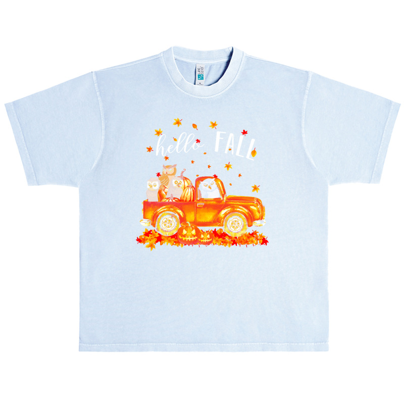 Hello Fall Owls In Car Autunm T  Shirt Owls Hello Fall   Owls In Car P Urban Heavy T-shirt | Artistshot