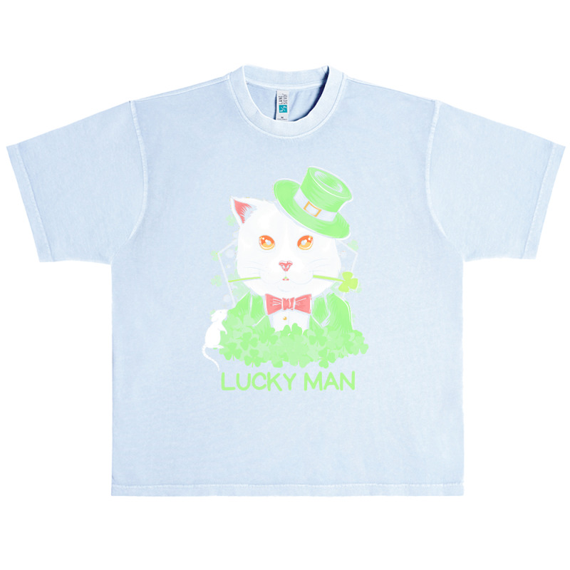 Lucky Man T  Shirt Lucky Man Funny White Cat And White Mouse St. Patri Urban Heavy T-shirt | Artistshot