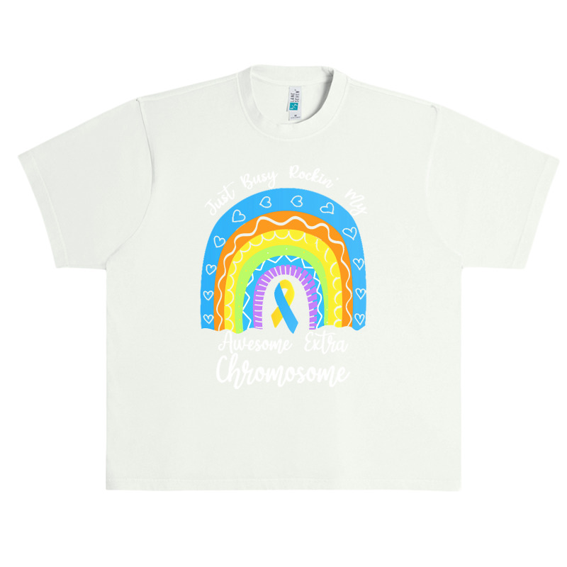 Rainbow Down Syndrome Funny For Kid T  Shirt Just Busy Rockin' My Awes Urban Heavy T-shirt | Artistshot