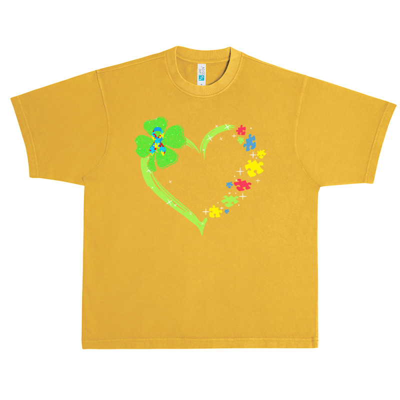 St Patricks Day Autism Awareness Heart T  Shirt Funny Autism St Patric Urban Heavy T-shirt | Artistshot