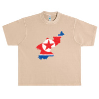 North Korea Map Flag Drawing Line Art Urban Heavy T-shirt | Artistshot