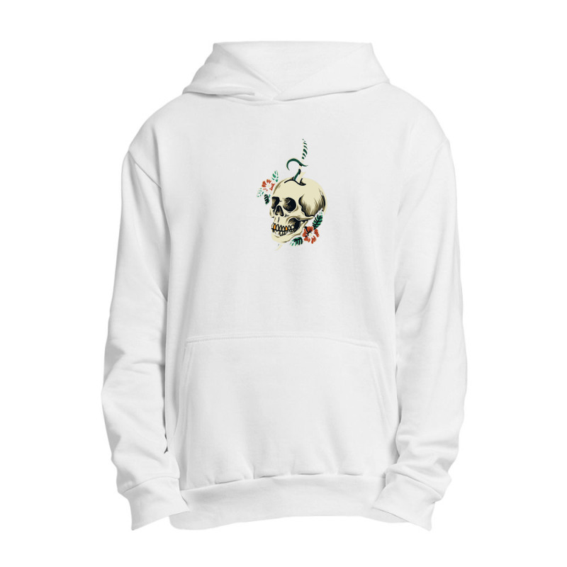 Illustration Skull With Ornamental Flower Urban Pullover Hoodie by Olodzn | Artistshot