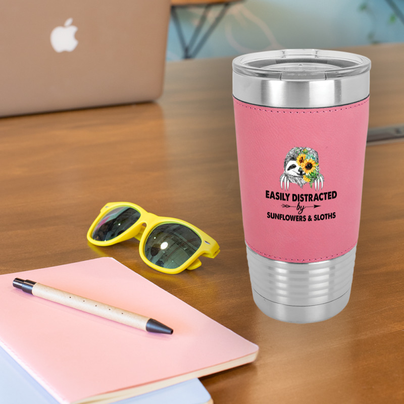 Easily Distracted By Sunflowers And Sloths Leatherette Tumbler | Artistshot