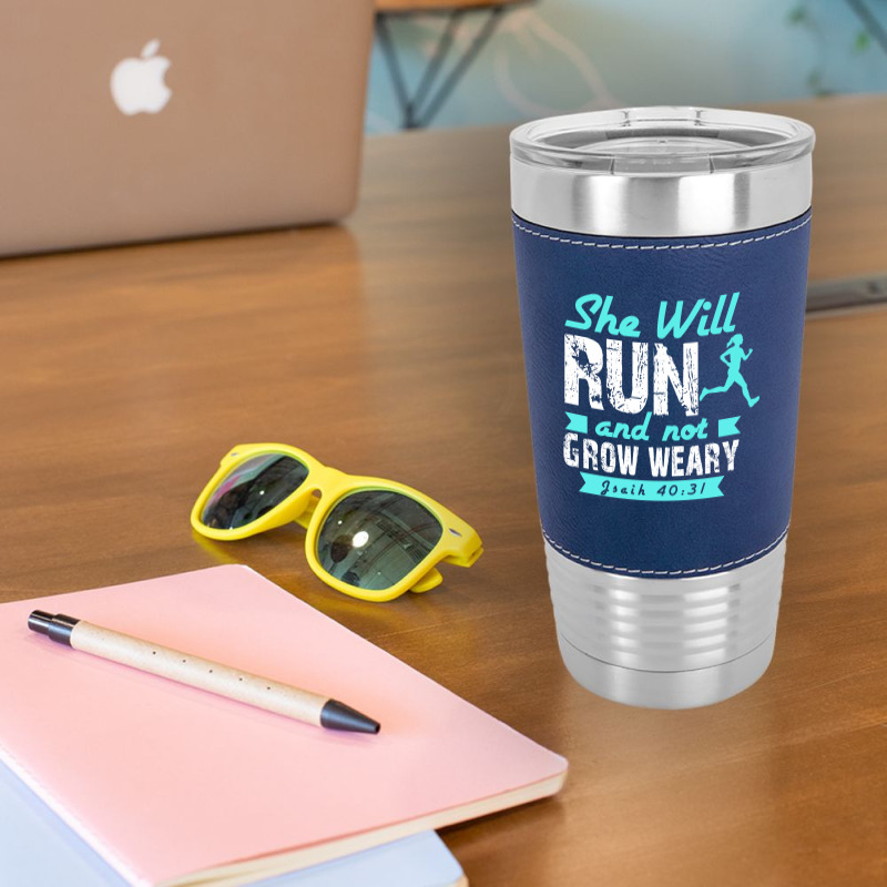 She Will Run And Not Grow Weary Leatherette Tumbler | Artistshot