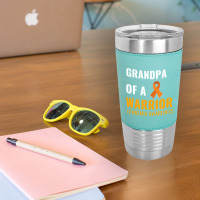 Grandpa Of A Warrior Leukemia Awareness White Leatherette Tumbler | Artistshot