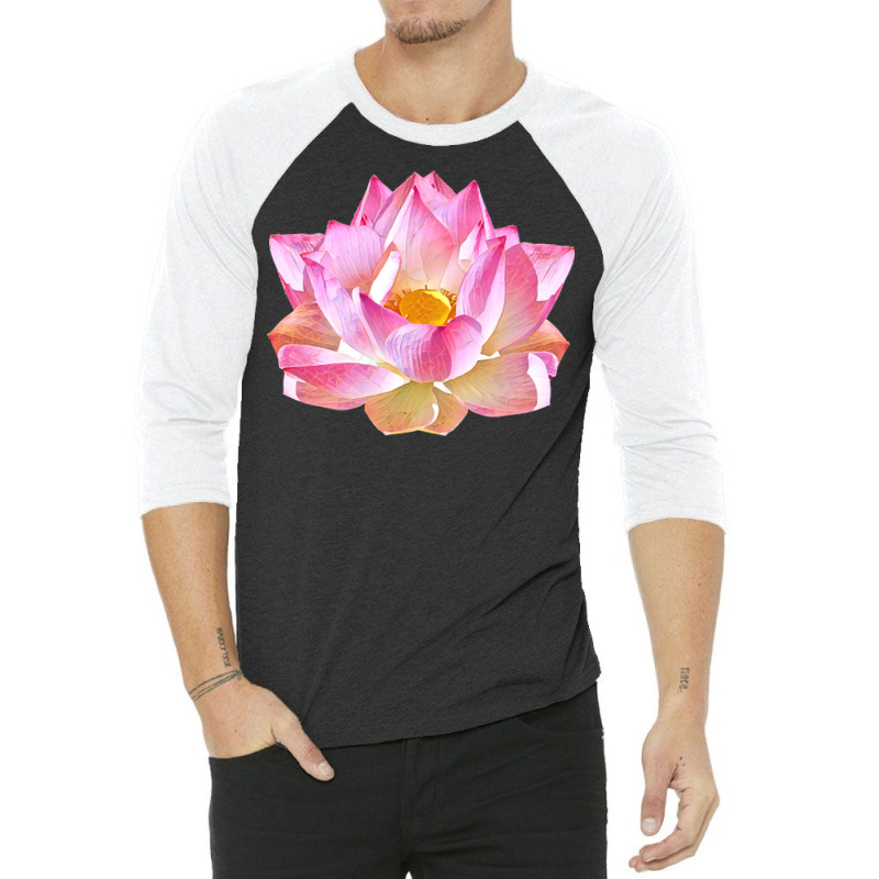 Lotus Flower T  Shirt Pink And Gold Lotus Flower T  Shirt 3/4 Sleeve Shirt by victorycanola | Artistshot