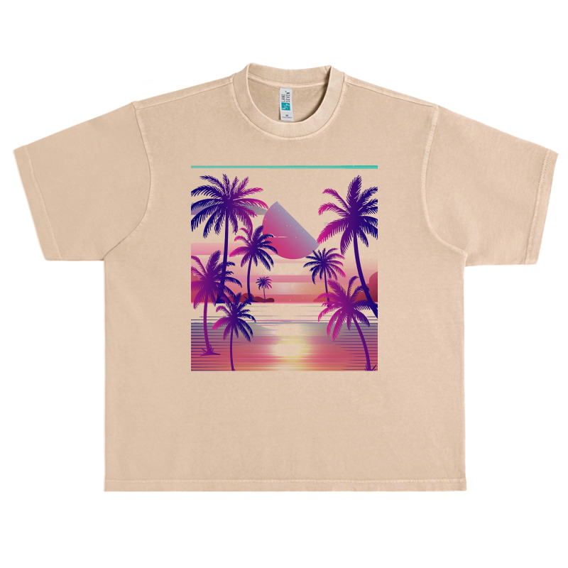 Synthwave T  Shirt Sunset Palm Trees Vaporwave Aesthetic T  Shirt Urban Heavy T-shirt by victorycanola | Artistshot