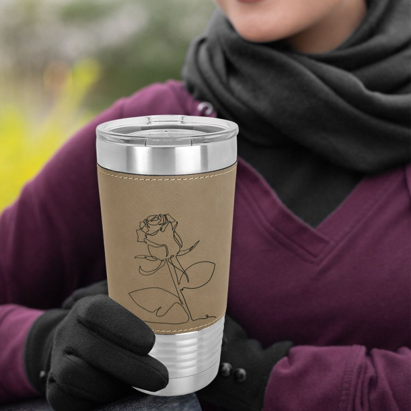 Rose Flower Plant One Line Art Leatherette Tumbler | Artistshot