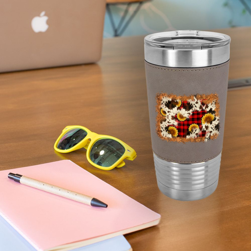 Christmas Cowhide Sunflower Background Leatherette Tumbler | Artistshot