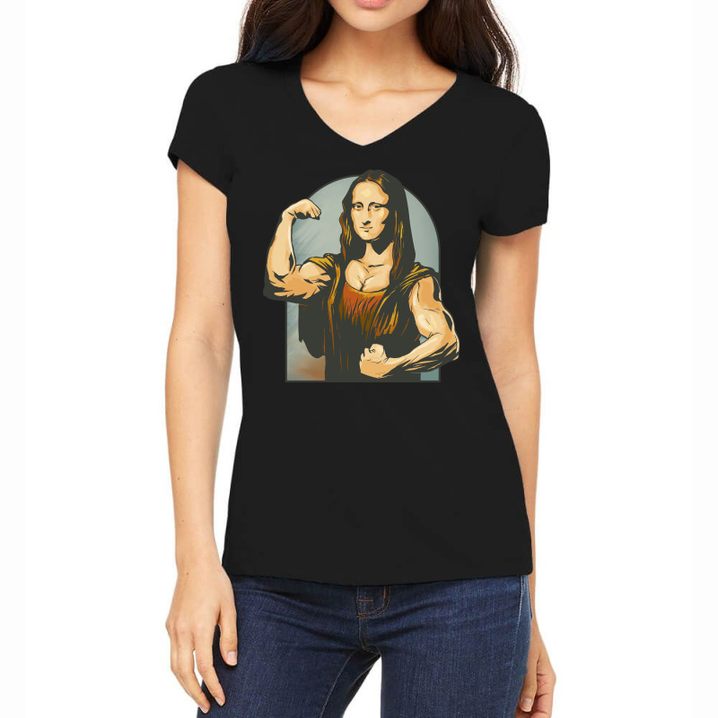 Work Out Mona Lisa Women's V-Neck T-Shirt by D'Metra | Artistshot