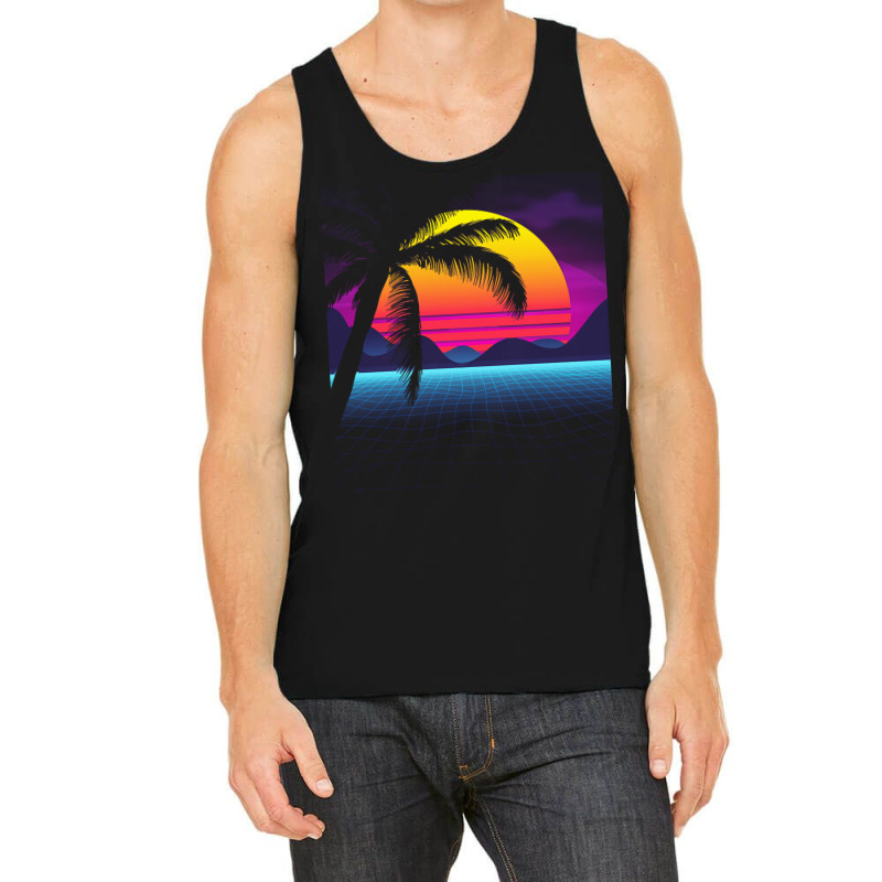 Synthwave T  Shirt Classic Palm Tree Sunset Synthwave T  Shirt Tank Top by victorycanola | Artistshot