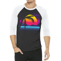 Synthwave T  Shirt Classic Palm Tree Sunset Synthwave T  Shirt 3/4 Sleeve Shirt | Artistshot