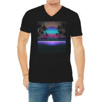 Synthwave T  Shirt Fascinating Dusk Retrowave T  Shirt V-neck Tee | Artistshot