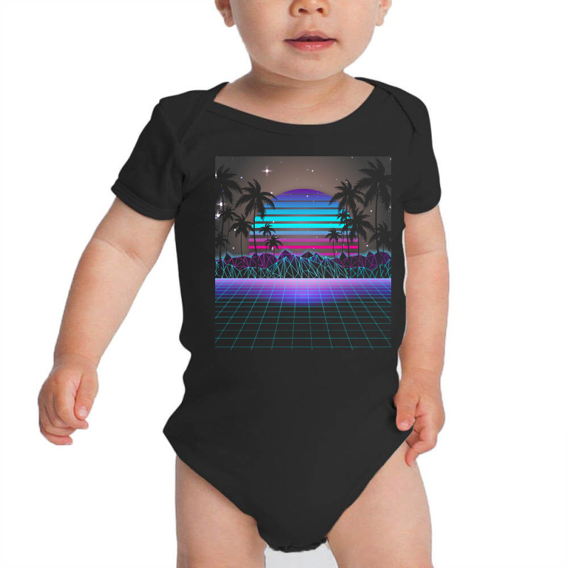 Synthwave T  Shirt Fascinating Dusk Retrowave T  Shirt Baby Bodysuit by victorycanola | Artistshot