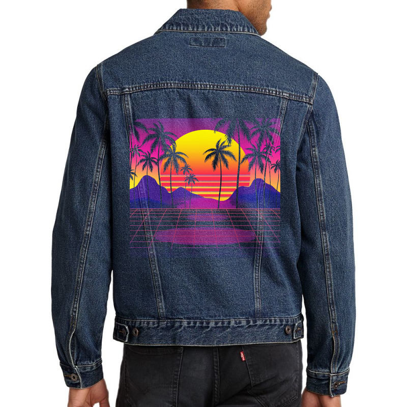 Synthwave T  Shirt Mesmerizing Sunset Synthwave T  Shirt Men Denim Jacket by victorycanola | Artistshot