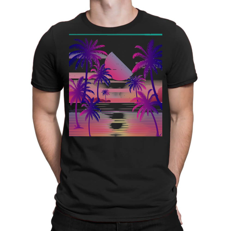 Synthwave T  Shirt Sunset Palm Trees Vaporwave Aesthetic T  Shirt T-Shirt by victorycanola | Artistshot