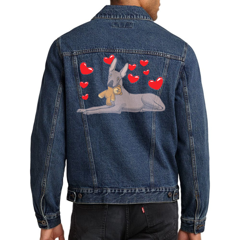 Xoloitzquintle T  Shirt Xoloitzcuintle Dog With Stuffed Animal And Hea Men Denim Jacket by victorycanola | Artistshot