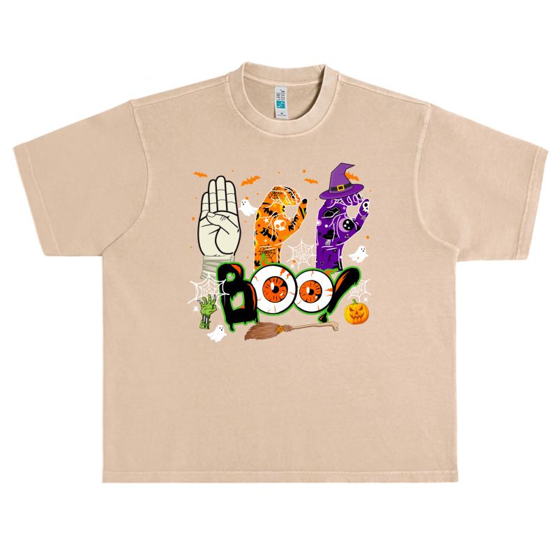 Boo American Sign Language Asl Deaf Halloween Costume Urban Heavy T-shirt by UbengArt | Artistshot