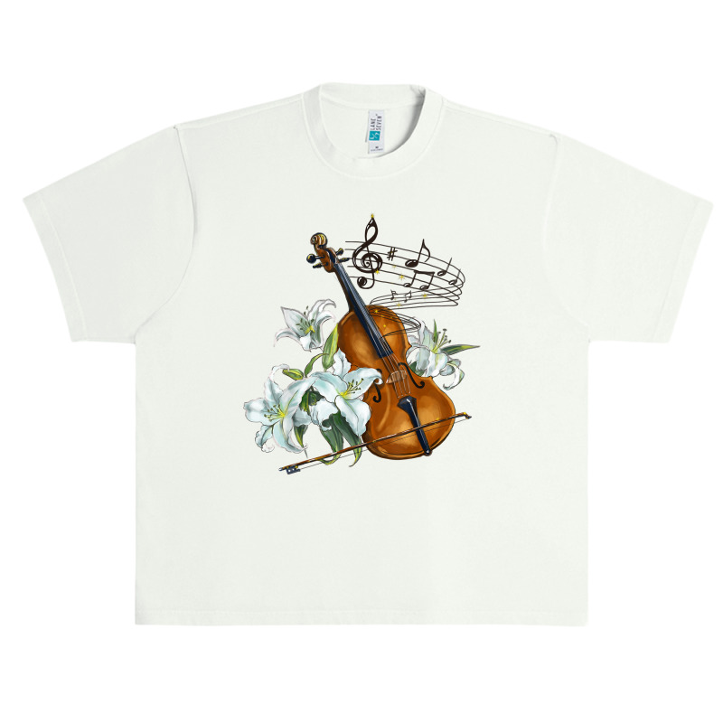 Floral Violin   Lilies Flower T Shirt Urban Heavy T-shirt by lissuttie | Artistshot