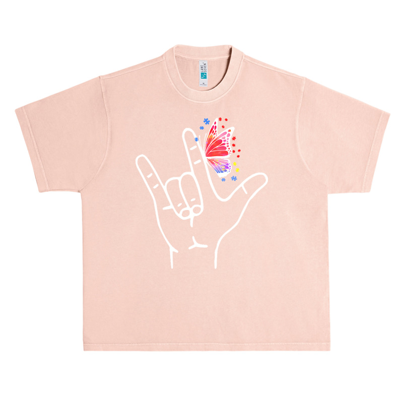 Asl Butterfly Autism T  Shirt I Love You Hand Sign Language Butterfly Urban Heavy T-shirt by shanie31601 | Artistshot