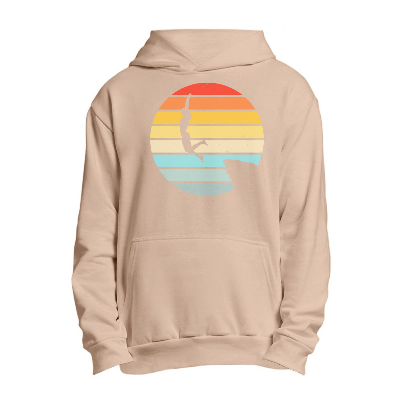 Scuba Diving T  Shirt Cliff Diving Silhouette On A Distressed Retro Su Urban Pullover Hoodie | Artistshot