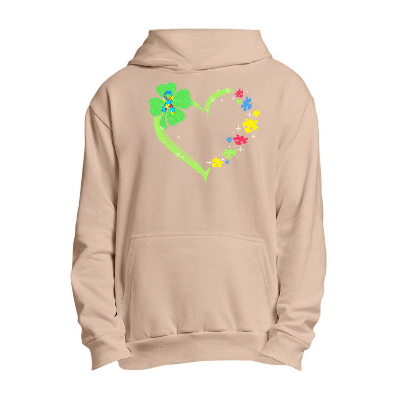 St Patricks Day Autism Awareness Heart T  Shirt Funny Autism St Patric Urban Pullover Hoodie | Artistshot