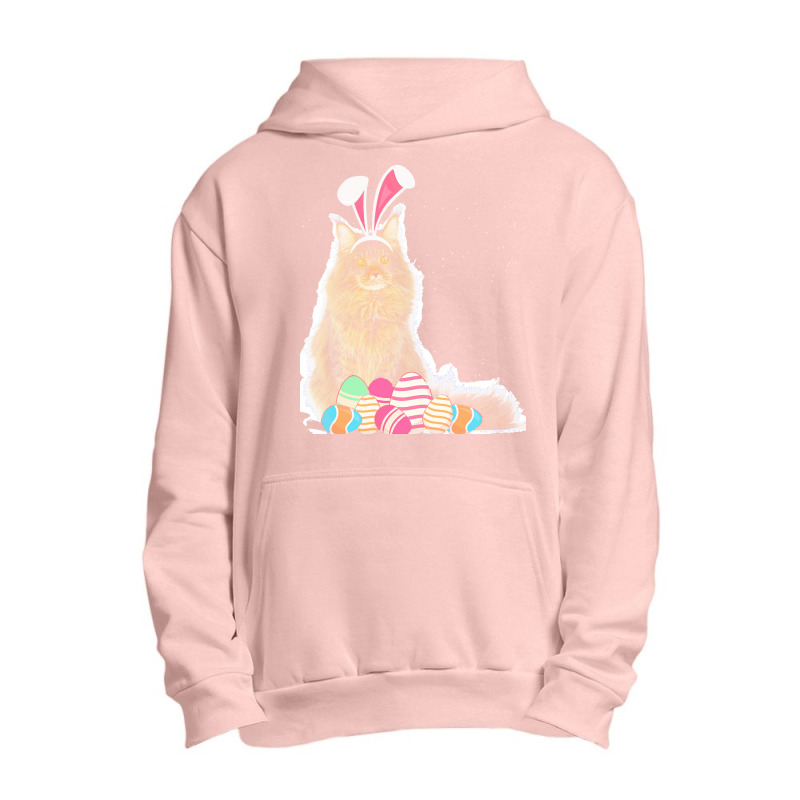 Easter Day T  Shirt Easter Cat Maine Coon With Bunny Ears & Eggs Gift Urban Pullover Hoodie by larmstrong437 | Artistshot