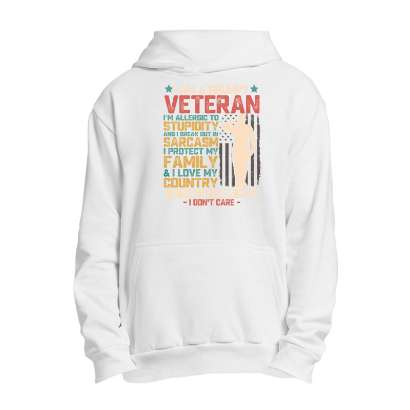 I Am A Grumpy Veteran American Flag Solder Vintage Patriotic Veterans Urban Pullover Hoodie | Artistshot